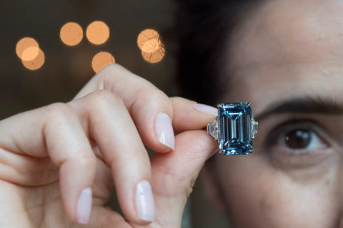 Unique Pear Shaped Blue Diamond Accent Ring | Barkev's